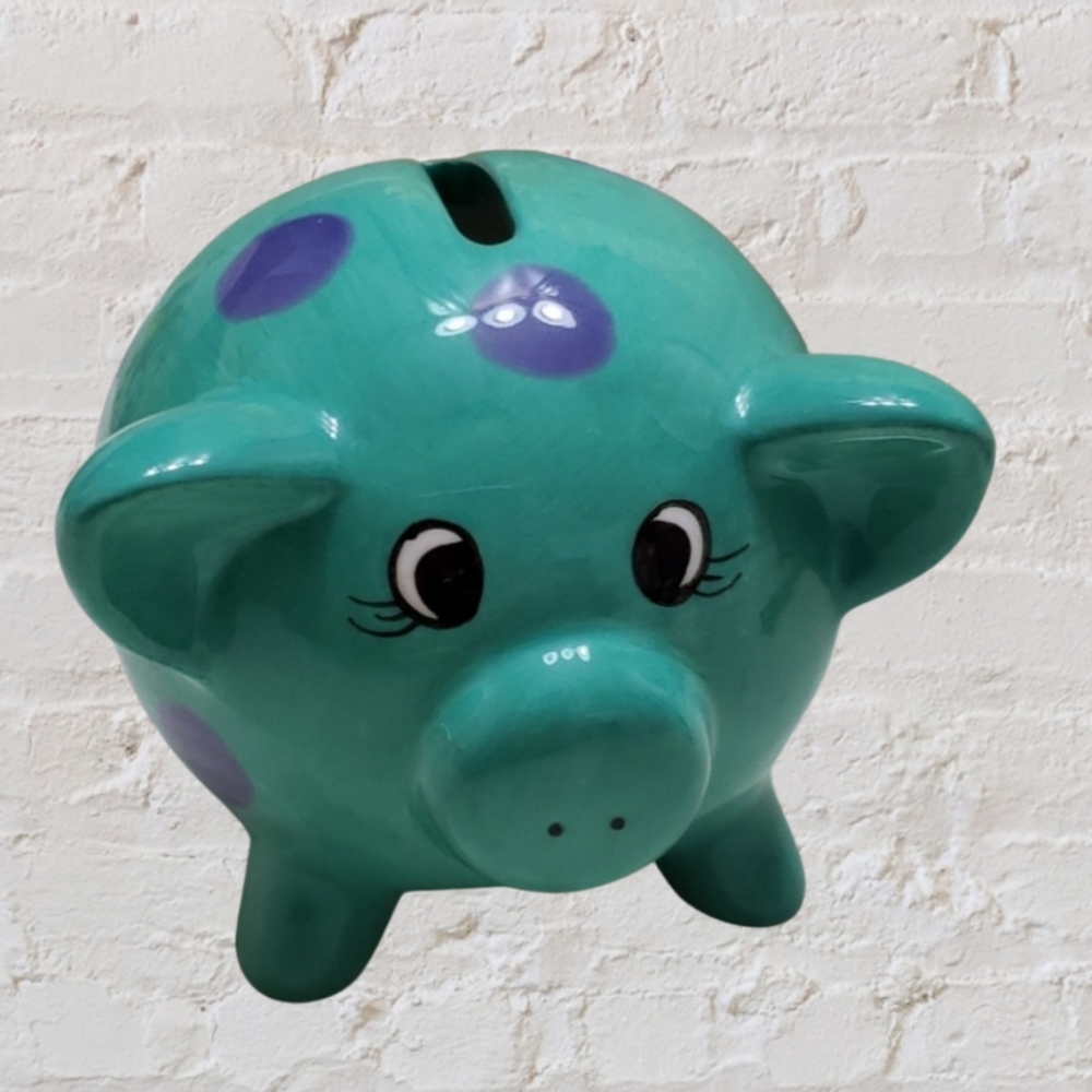 Polka Dot Mini Green and Blue Piggy Bank